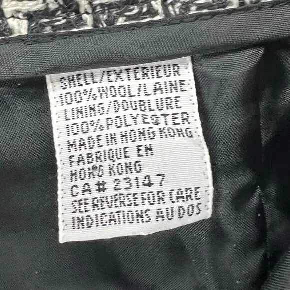 Talbots Vintage Pants Womens 14P Black White Wool Woven Plaid Wide Leg Trousers - Picture 11 of 13